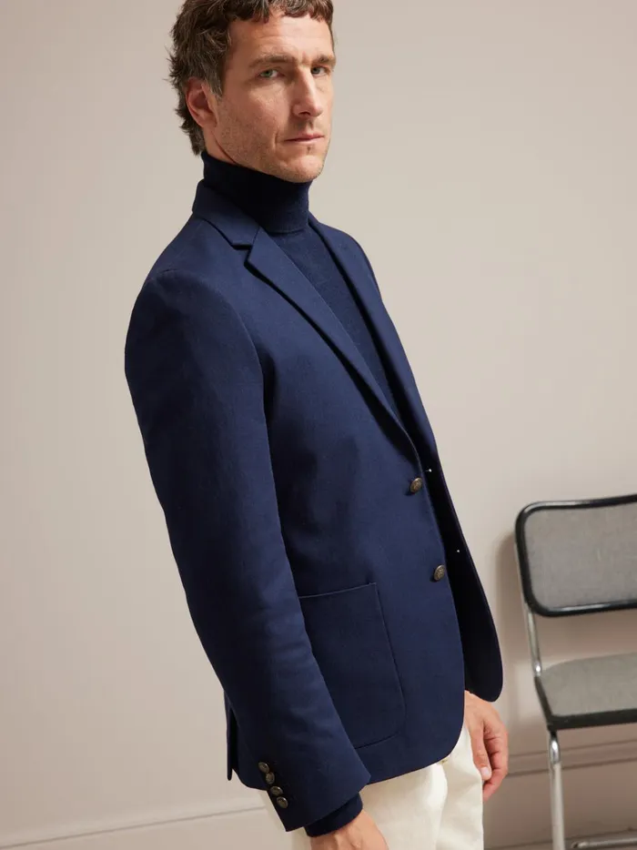 Men Clothing Cyrillus Twill Blazer With Novel Buttons Marine