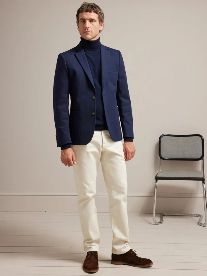Men Clothing Cyrillus Twill Blazer With Novel Buttons Marine