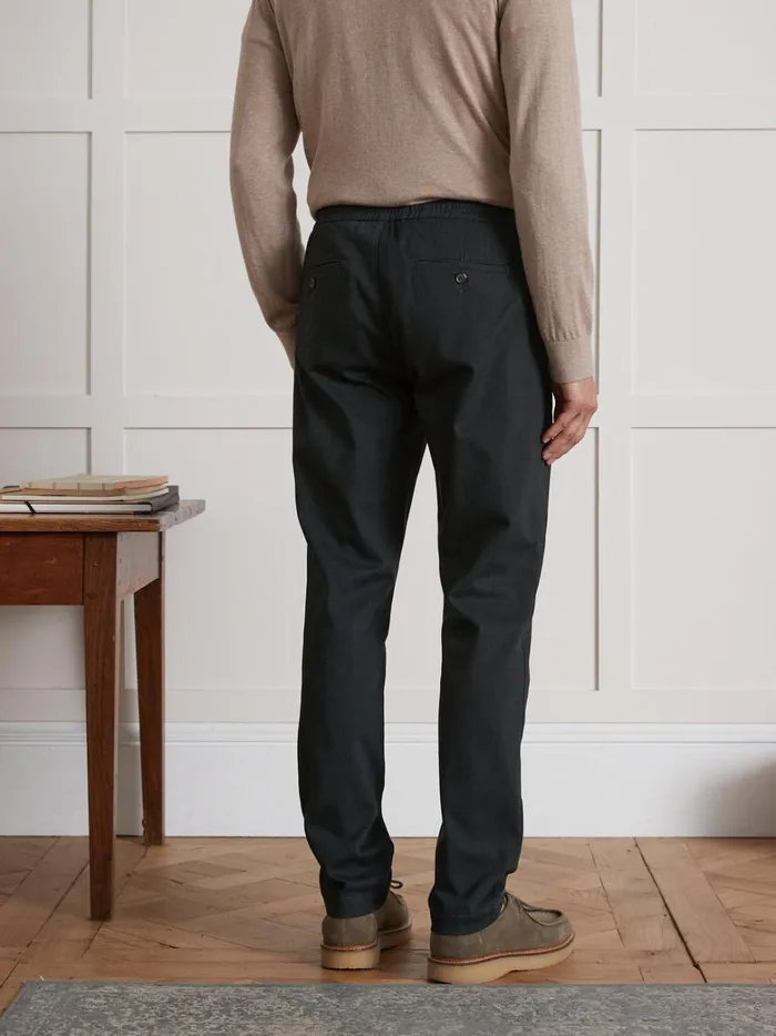 Men Clothing Cyrillus Twill Trousers With Elastic Waistband Vert Anglais