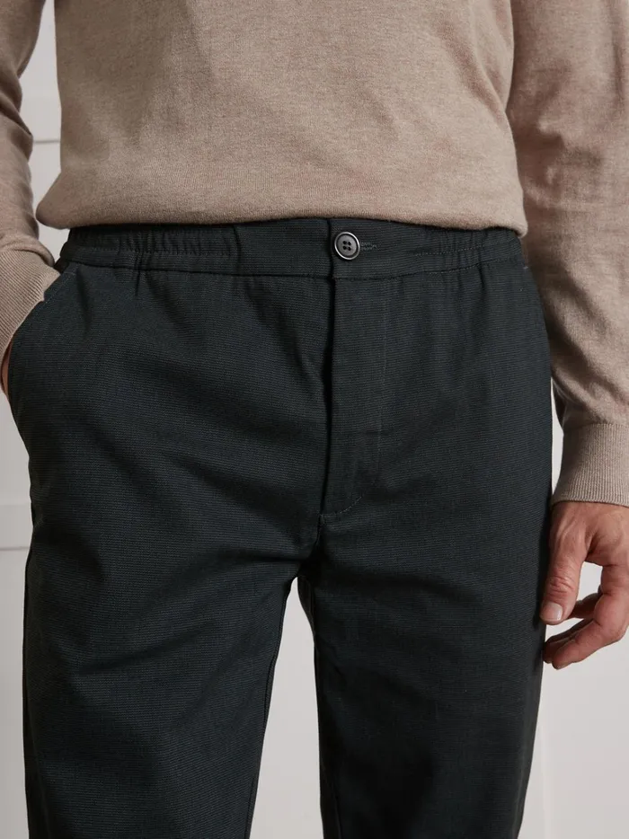 Men Clothing Cyrillus Twill Trousers With Elastic Waistband Vert Anglais