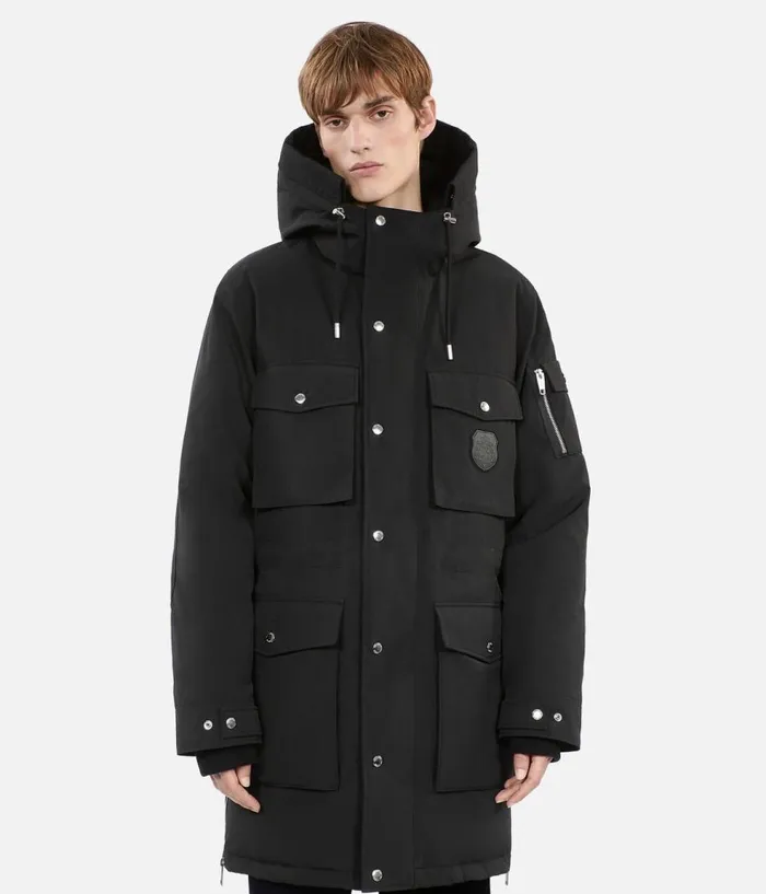 Men Coats and Jackets THE KOOPLES Black Hooded Parka Men Coats and Jackets THE KOOPLES Black Hooded Parka