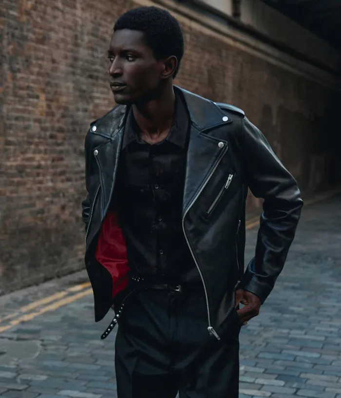 Men Coats and Jackets THE KOOPLES Black Leather Biker Jacket