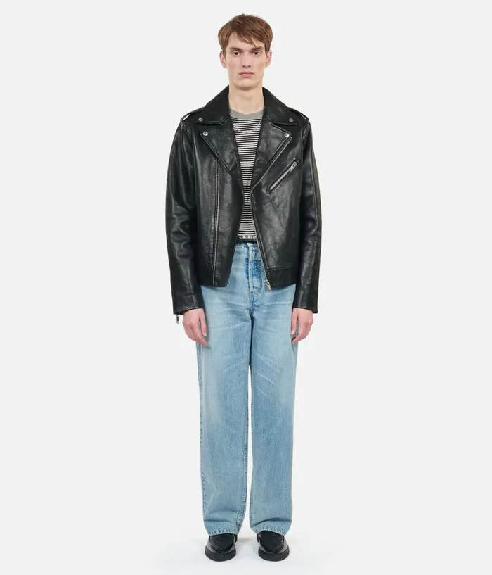 Men Coats and Jackets THE KOOPLES Black Leather Biker Jacket