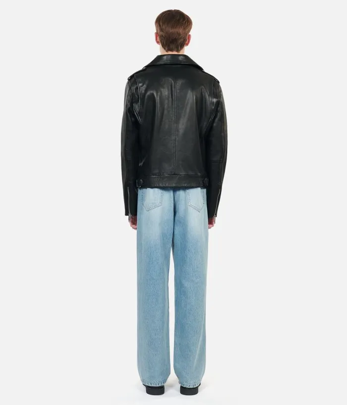 Men Coats and Jackets THE KOOPLES Black Leather Biker Jacket