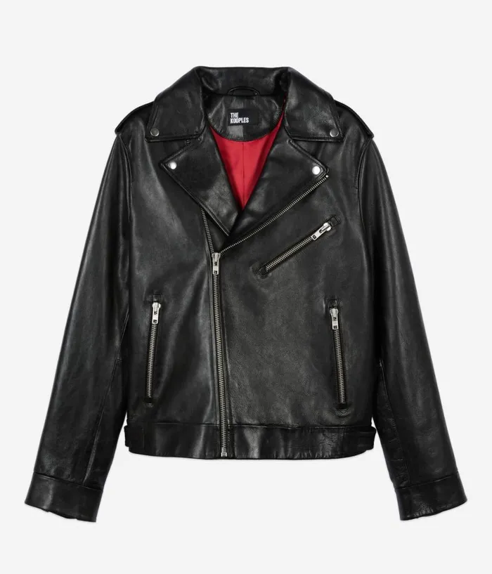 Men Coats and Jackets THE KOOPLES Black Leather Biker Jacket