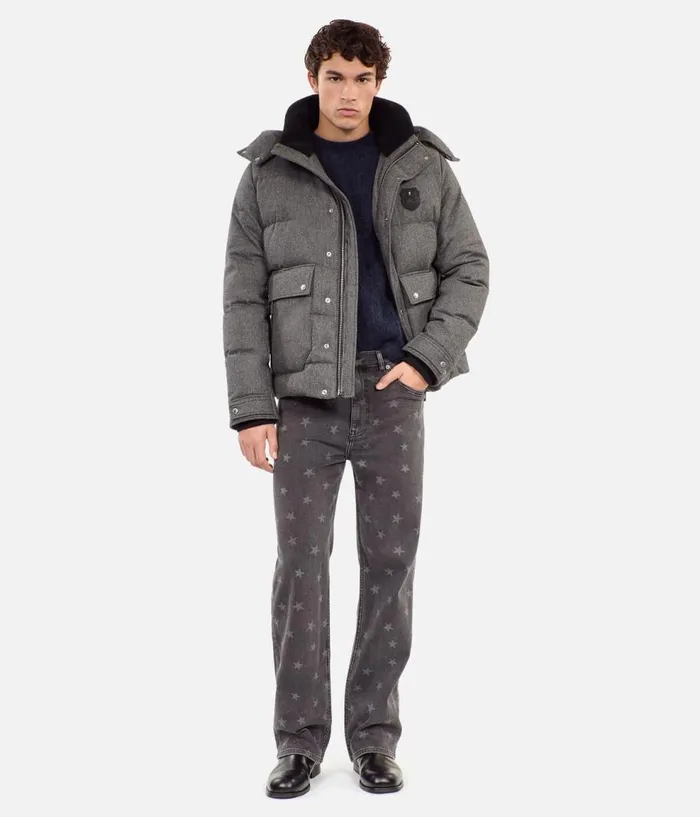 Men Coats and Jackets THE KOOPLES Grey Flannel Down Jacket