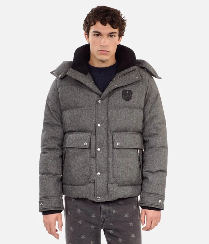 Men Coats and Jackets THE KOOPLES Grey Flannel Down Jacket
