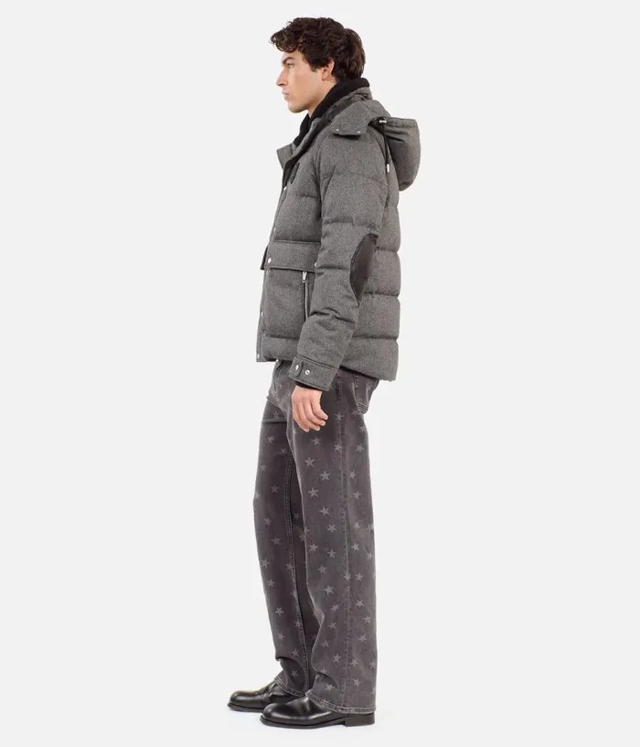 Men Coats and Jackets THE KOOPLES Grey Flannel Down Jacket