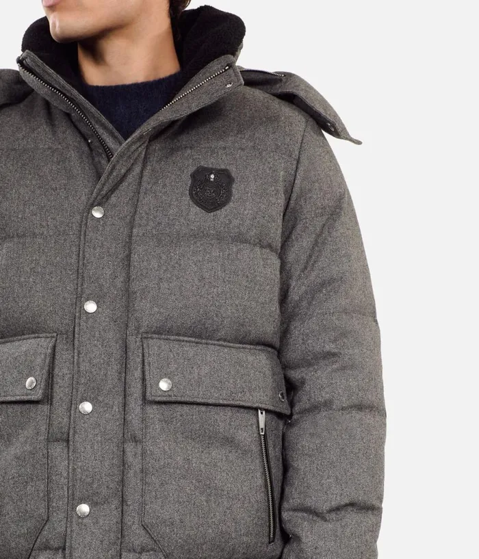 Men Coats and Jackets THE KOOPLES Grey Flannel Down Jacket