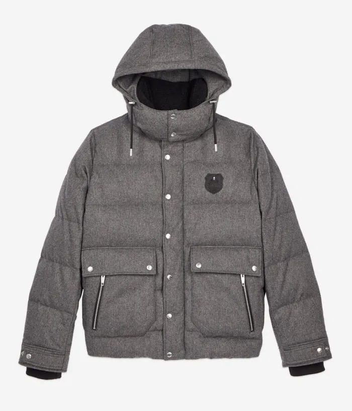 Men Coats and Jackets THE KOOPLES Grey Flannel Down Jacket