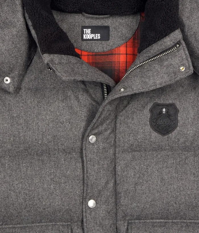 Men Coats and Jackets THE KOOPLES Grey Flannel Down Jacket