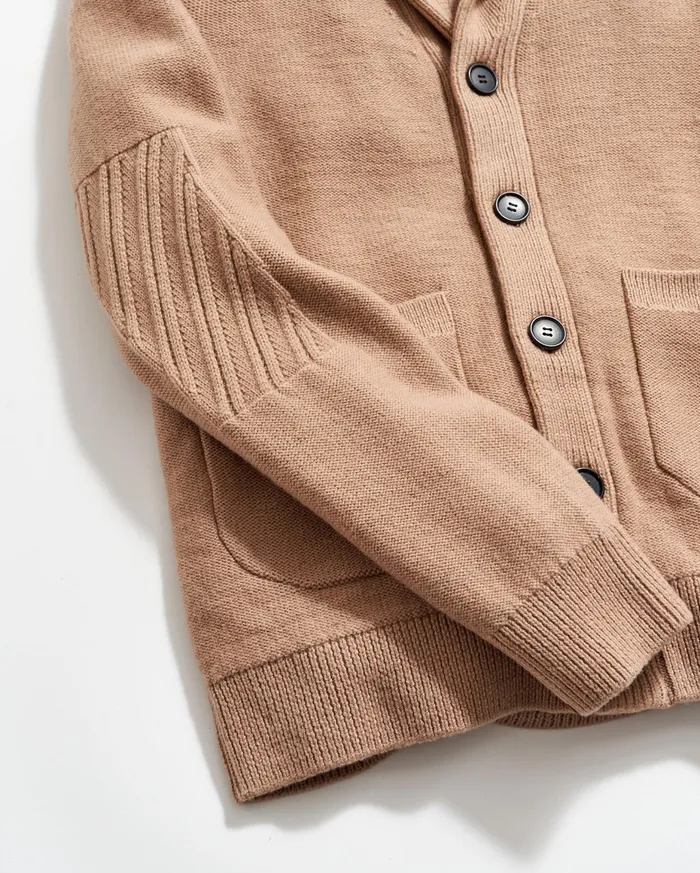 Men Collegiate Cardigan Camel Heather Billy Reid Sweaters and Sweatshirts