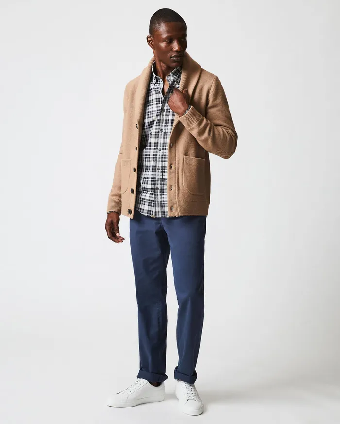 Men Collegiate Cardigan Camel Heather Billy Reid Sweaters and Sweatshirts