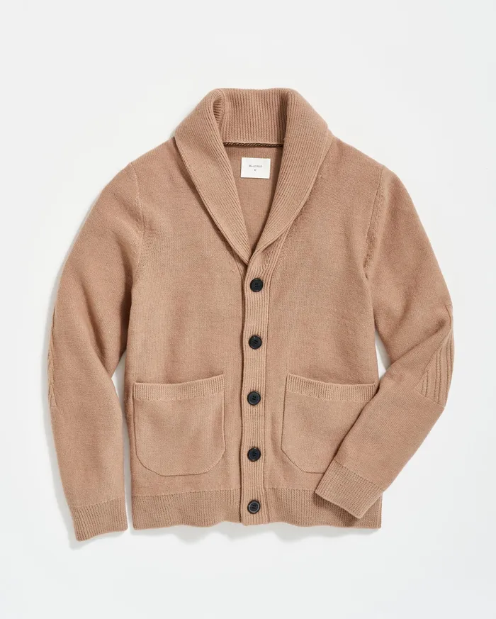 Men Collegiate Cardigan Camel Heather Billy Reid Sweaters and Sweatshirts