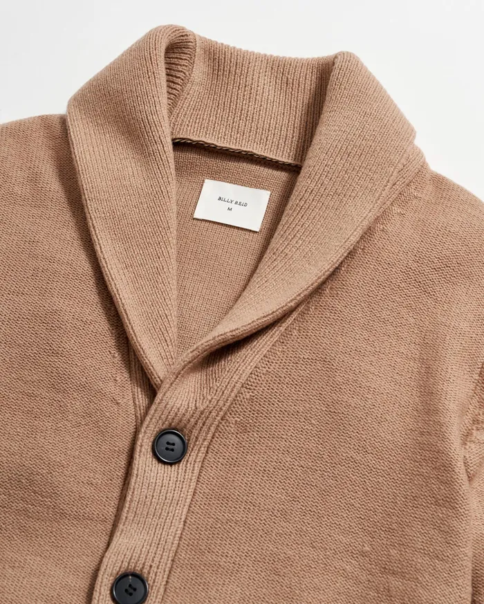 Men Collegiate Cardigan Camel Heather Billy Reid Sweaters and Sweatshirts