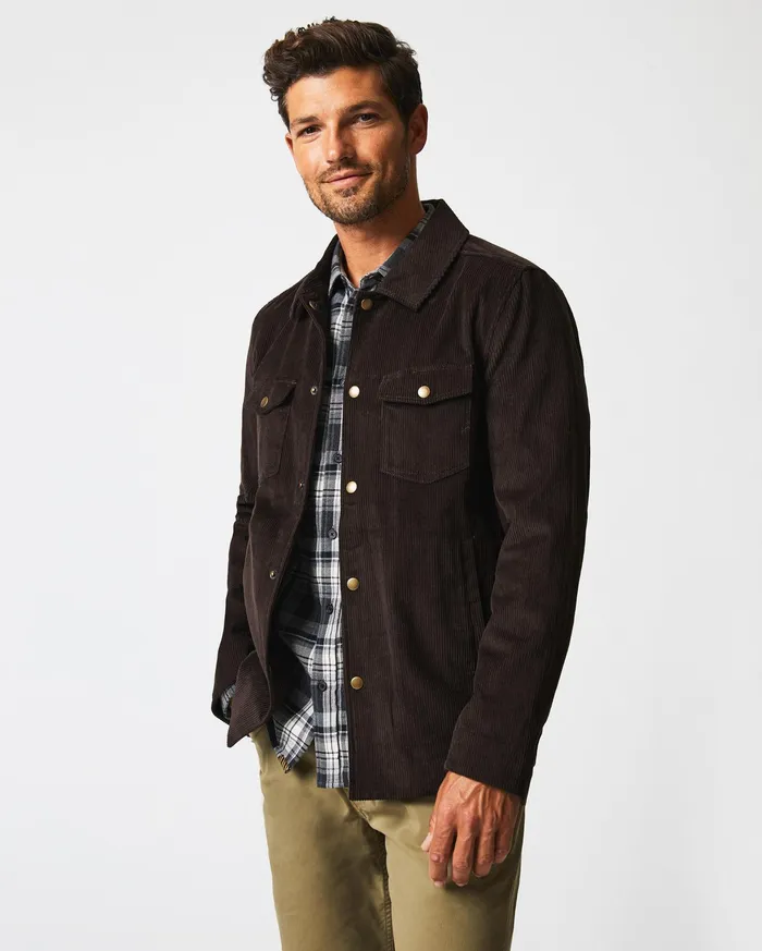 Men Corduroy Mo Shirt Jacket Chocolate Billy Reid Jackets and Outerwear