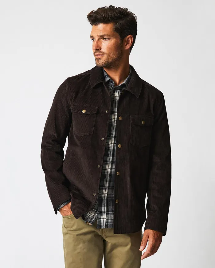Men Corduroy Mo Shirt Jacket Chocolate Billy Reid Jackets and Outerwear