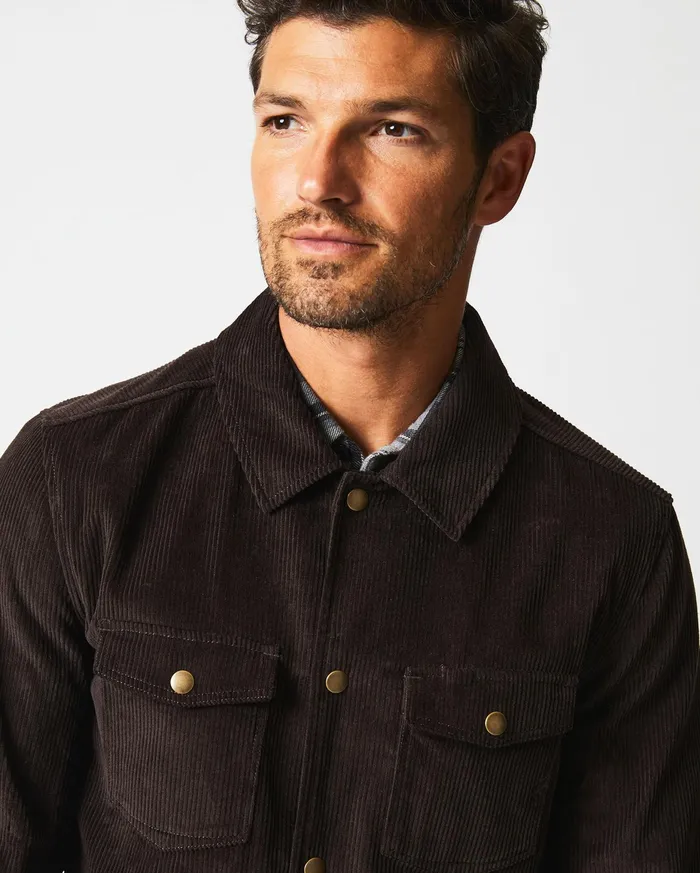 Men Corduroy Mo Shirt Jacket Chocolate Billy Reid Jackets and Outerwear