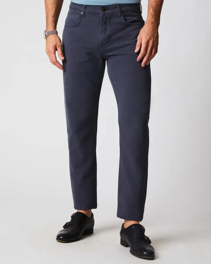 Men Cotton Linen 5 Pocket Pant Carbon Blue Billy Reid Bottoms