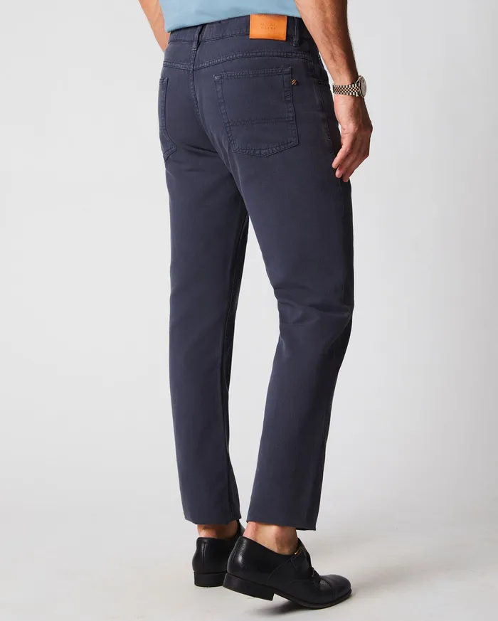 Men Cotton Linen 5 Pocket Pant Carbon Blue Billy Reid Bottoms