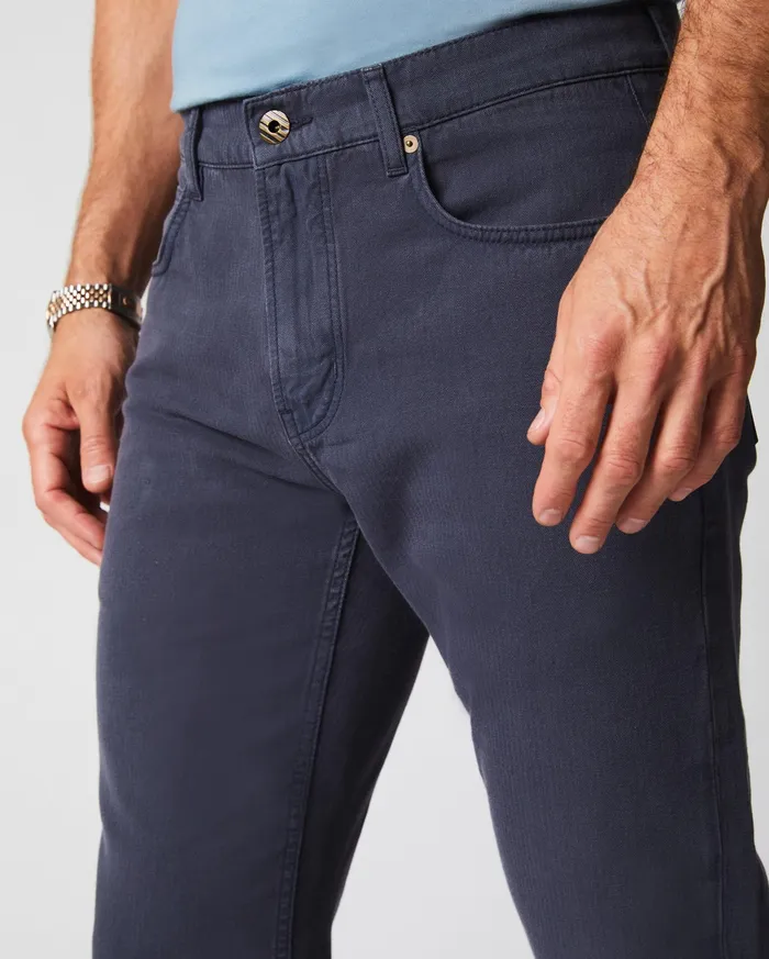 Men Cotton Linen 5 Pocket Pant Carbon Blue Billy Reid Bottoms