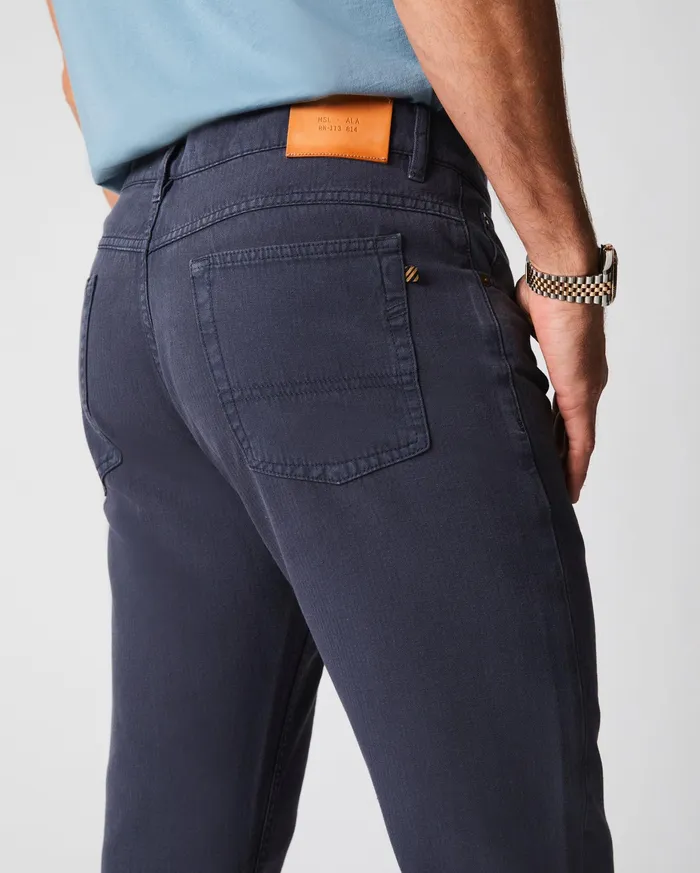 Men Cotton Linen 5 Pocket Pant Carbon Blue Billy Reid Bottoms