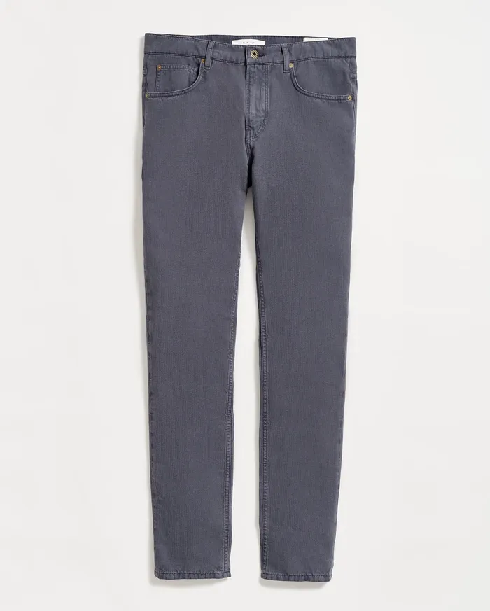 Men Cotton Linen 5 Pocket Pant Carbon Blue Billy Reid Bottoms