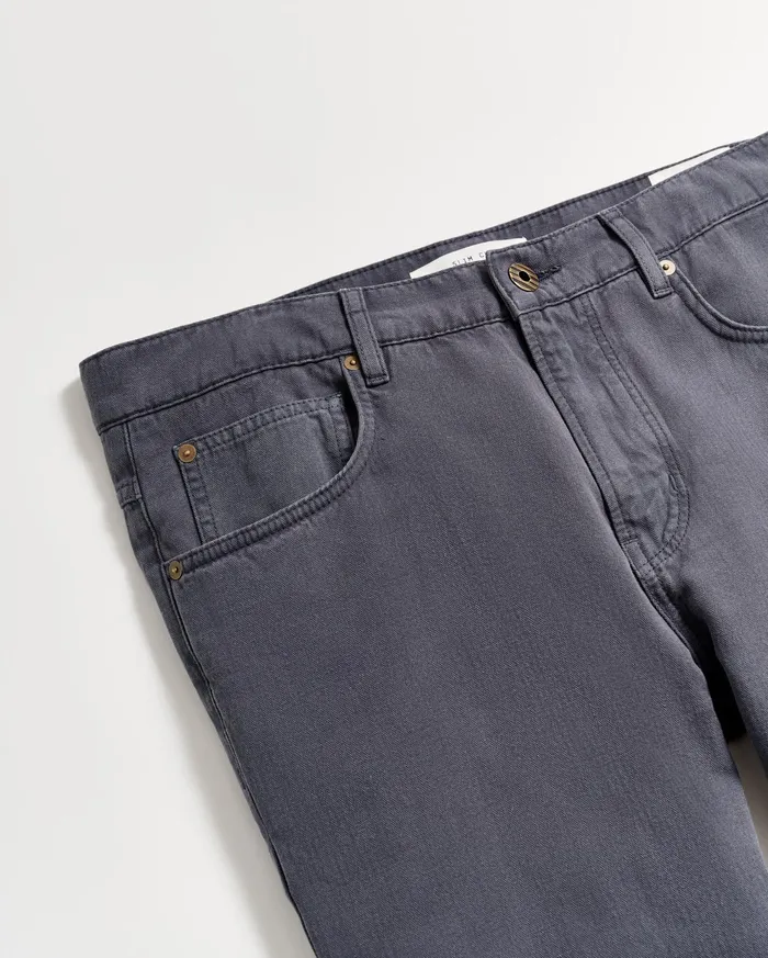 Men Cotton Linen 5 Pocket Pant Carbon Blue Billy Reid Bottoms