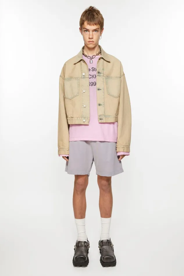 Men Cotton Shorts Dusty Purple Acne Studios Shorts
