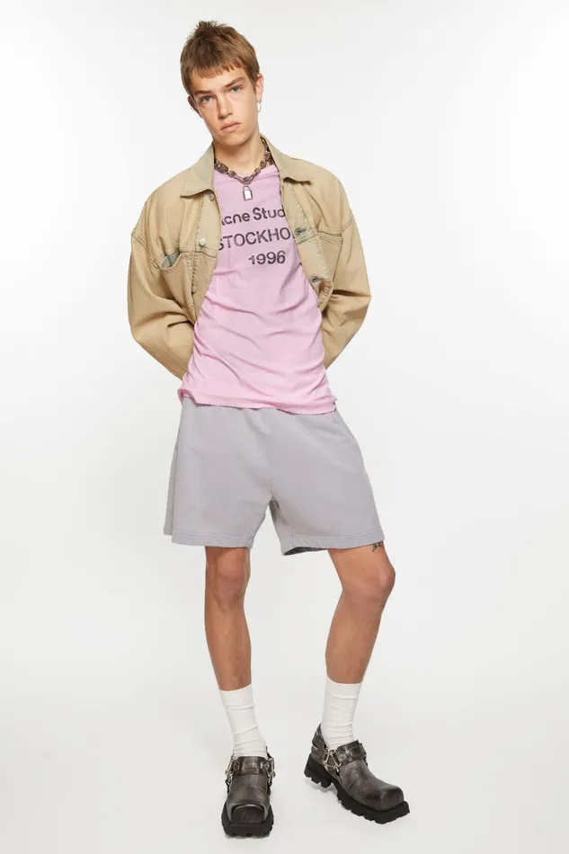 Men Cotton Shorts Dusty Purple Acne Studios Shorts