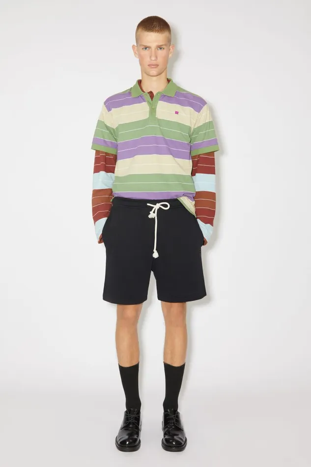 Men Cotton Sweat Shorts Black Acne Studios Shorts