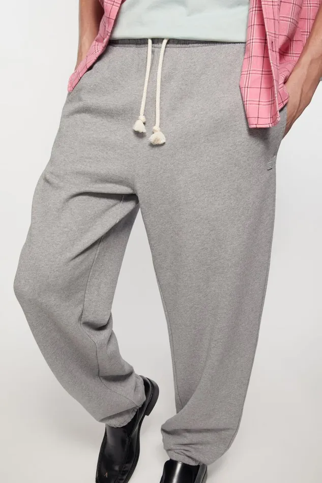 Men Cotton Sweatpants Light Grey Melange Acne Studios Trousers