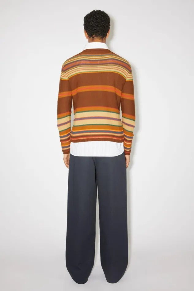 Men Crew Neck Knit Jumper Cinnamon Brownmulti Acne Studios Knitwear