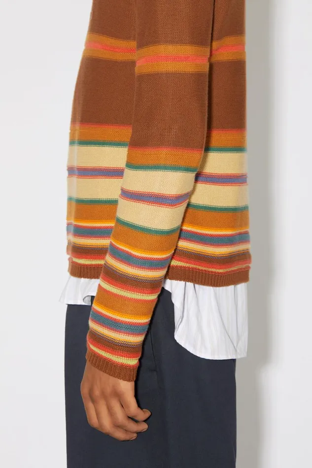 Men Crew Neck Knit Jumper Cinnamon Brownmulti Acne Studios Knitwear