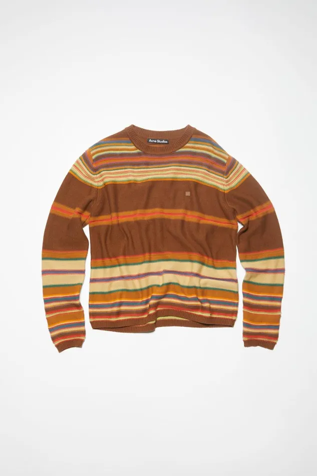 Men Crew Neck Knit Jumper Cinnamon Brownmulti Acne Studios Knitwear