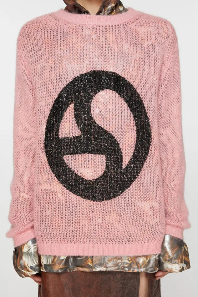 Men Crew Neck Sweater Blush Pink Acne Studios Knitwear