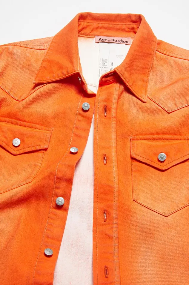 Men Denim Shirt 8211 Relaxed Fit Neon Orange Acne Studios Shirts