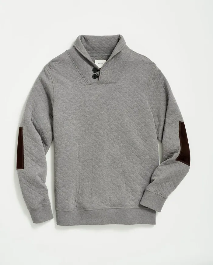 Men Diamond Quilt Shawl Medium Grey Billy Reid Sweaters and Sweatshirts