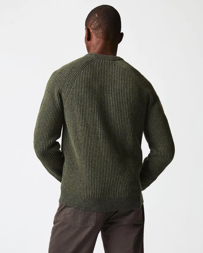 Men Fisherman Rib Crew Olive Billy Reid Sweaters and Sweatshirts