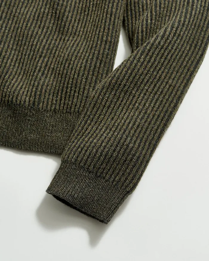 Men Fisherman Rib Crew Olive Billy Reid Sweaters and Sweatshirts