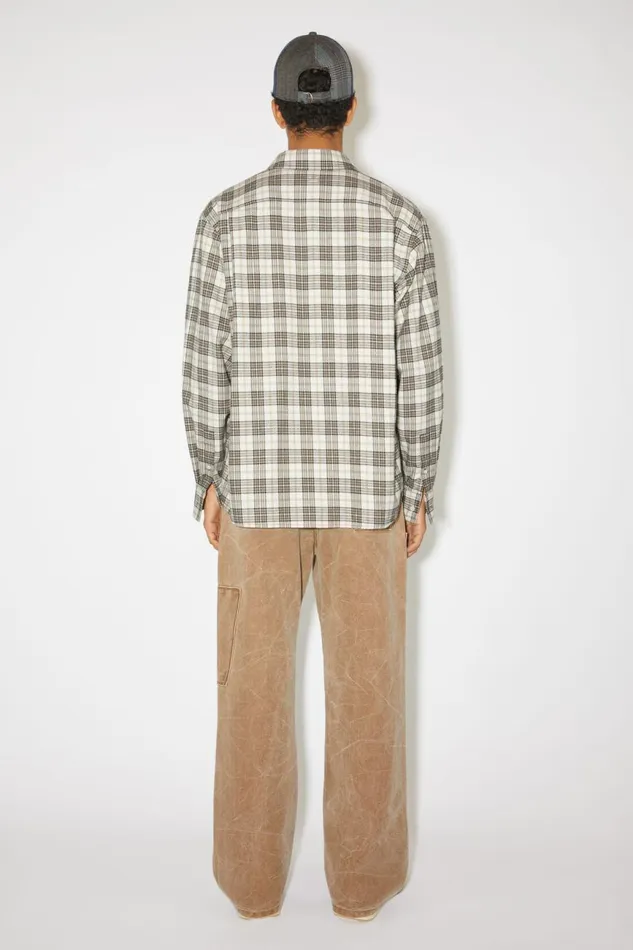 Men Flannel Check Buttonup Shirt Whiteblack Acne Studios Shirts