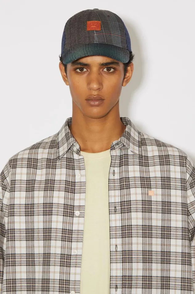 Men Flannel Check Buttonup Shirt Whiteblack Acne Studios Shirts