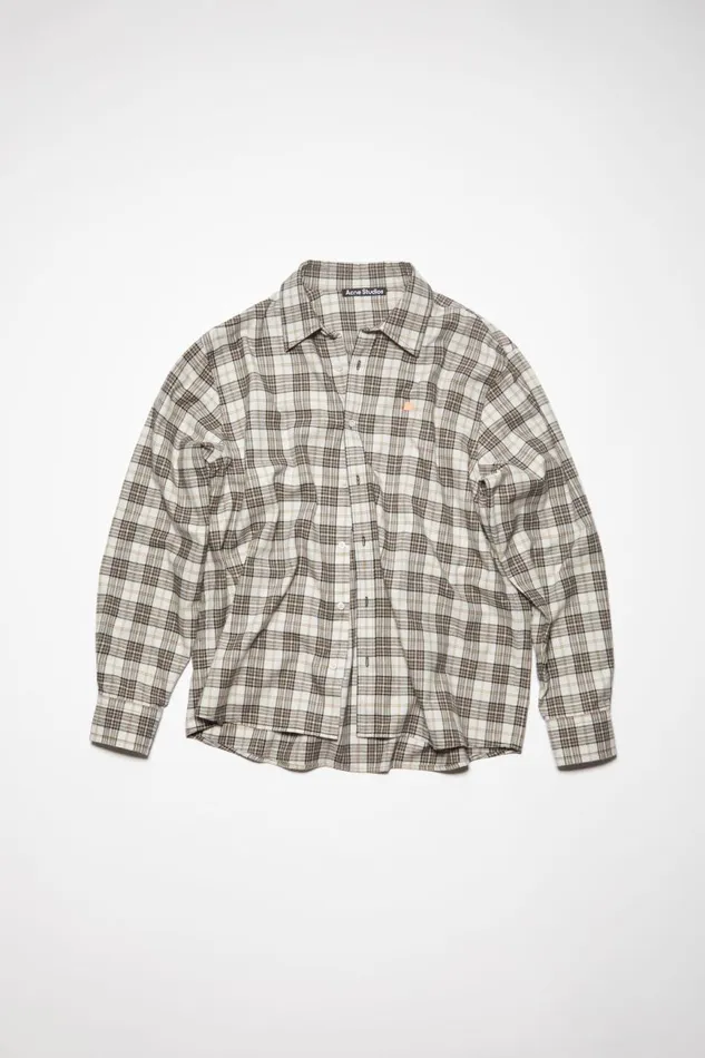Men Flannel Check Buttonup Shirt Whiteblack Acne Studios Shirts