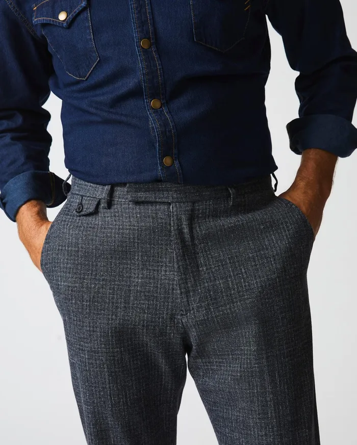 Men Flat Front Trouser Charcoal Billy Reid Suiting