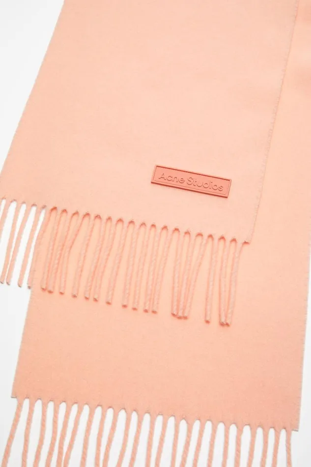 Men Fringe Wool Scarf 8211 Narrow Peach Pink Acne Studios Scarves
