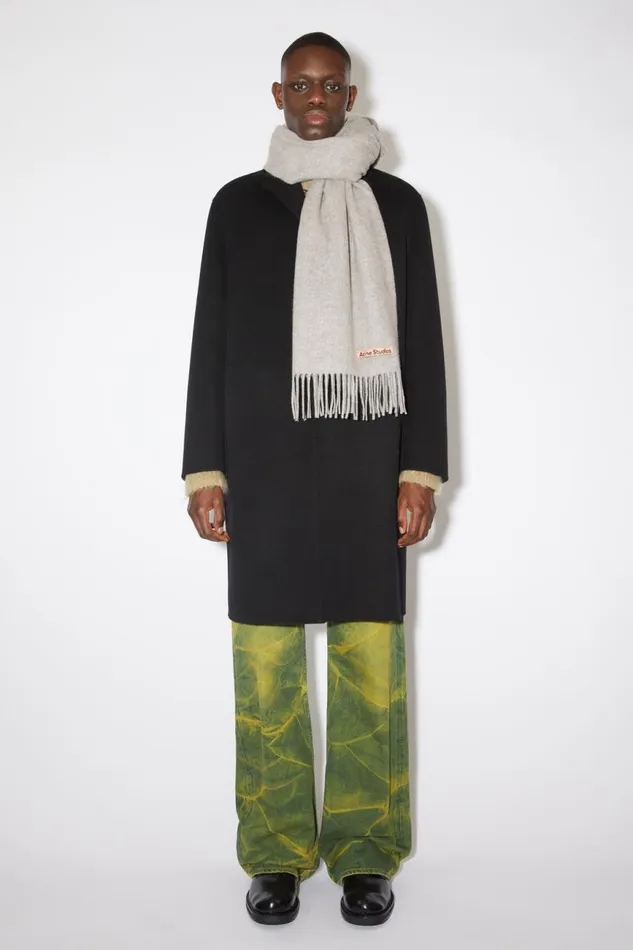 Men Fringe Wool Scarf 8211 Oversized Light Grey Melange Acne Studios Scarves