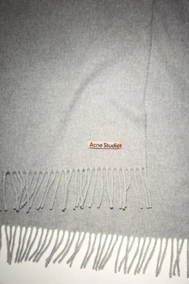 Men Fringe Wool Scarf 8211 Oversized Light Grey Melange Acne Studios Scarves