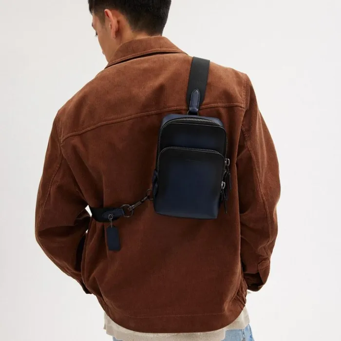 Men Gotham Sling Pack 13 Deep Blue Coach Backpacks