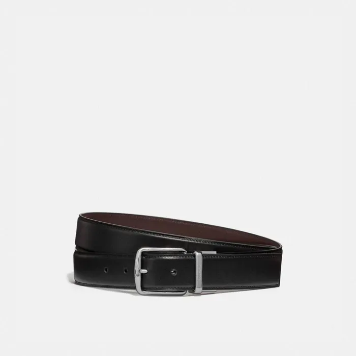 Men Harness Buckle Cut To Size Reversible Belt 32 Mm Blackchestnut Coach Belts