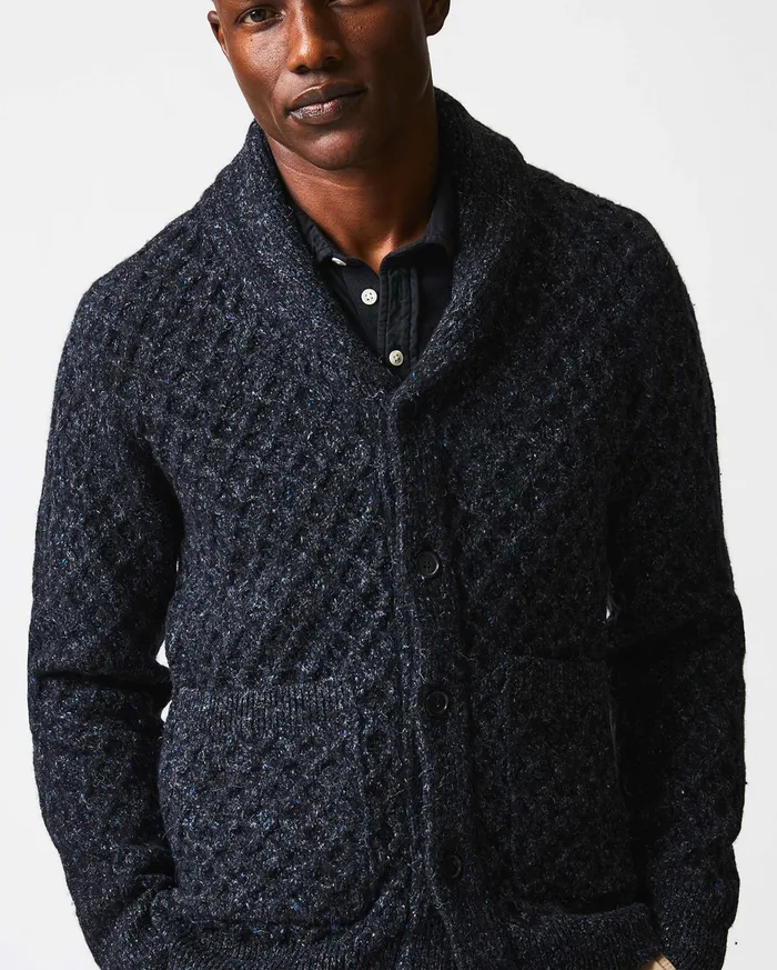 Men Honeycomb Cardigan Charcoal Billy Reid Sweaters and Sweatshirts